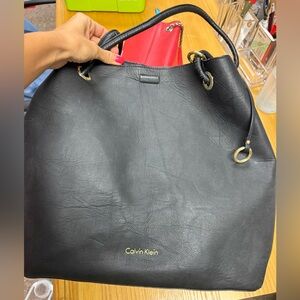 Calvin Klein Black faux Leather Shoulder Bag